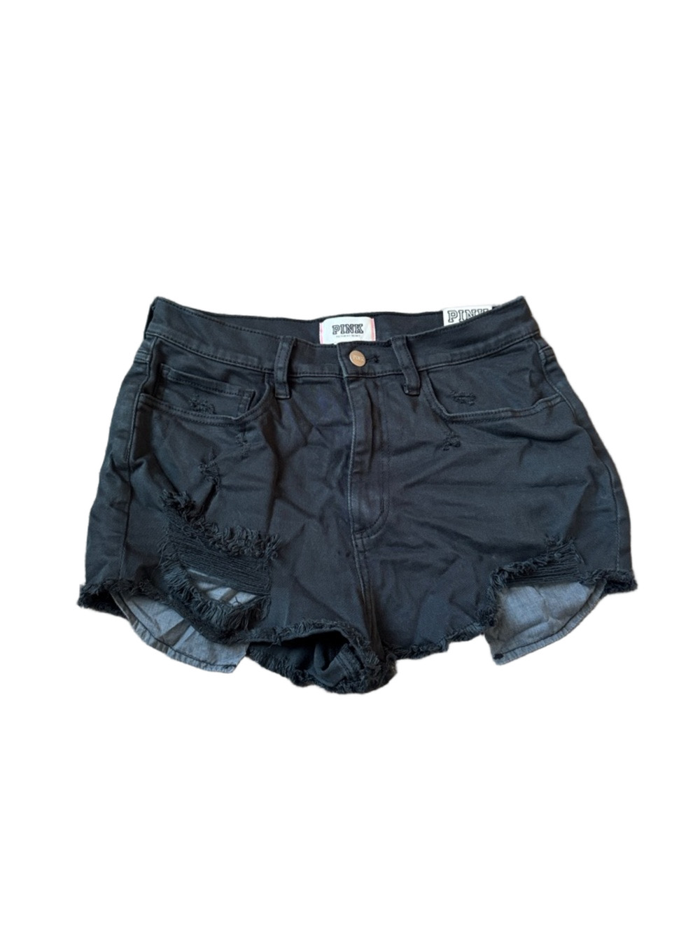 Pink VS Black High Waisted Cut Off Distressed Shorts SIZE 10